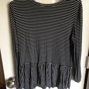 Black and White Peplum Top